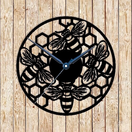 Bee &amp; Beehive Clock Vector Cutting File