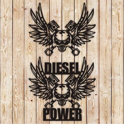 Diesel Power Winged Skull cutting file