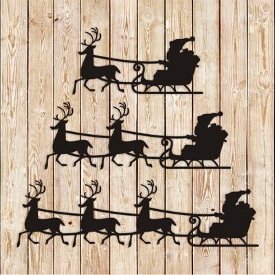 Santa&#39;s Sleigh Silhouette cutting file