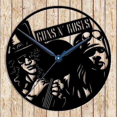 Guns & Roses Clock Vector Cutting File