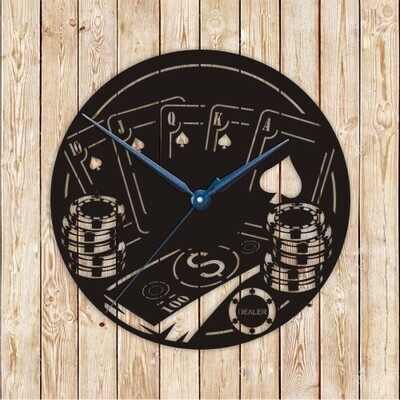 Casino &amp; Cards Clock Vector Cutting File
