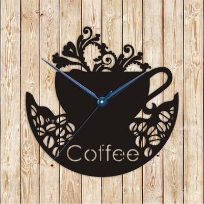 Coffee Shop Clock Vector Cutting File