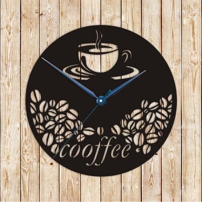 Coffee Shop Clock Vector Cutting File