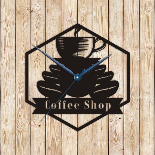 Coffee Shop Clock Vector Cutting File