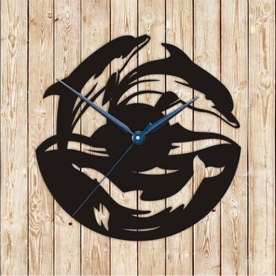 Dolphins Clock Vector Cutting File