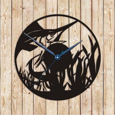 Marlin Fish Clock Vector Cutting File