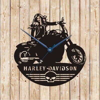 Harley-Davidson Girl Clock Vector Cutting File