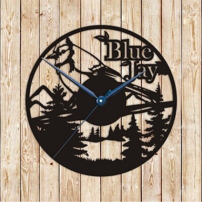 Blue Jay Clock Vector Cutting File