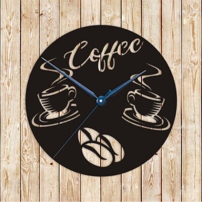 Coffee Shop Clock Vector Cutting File