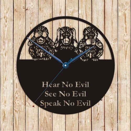 Three Monkeys Clock Vector Cutting File