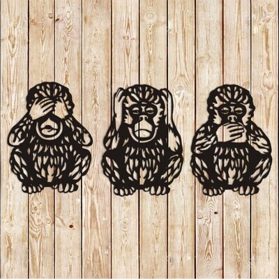 Three Monkeys Vector Cutting File