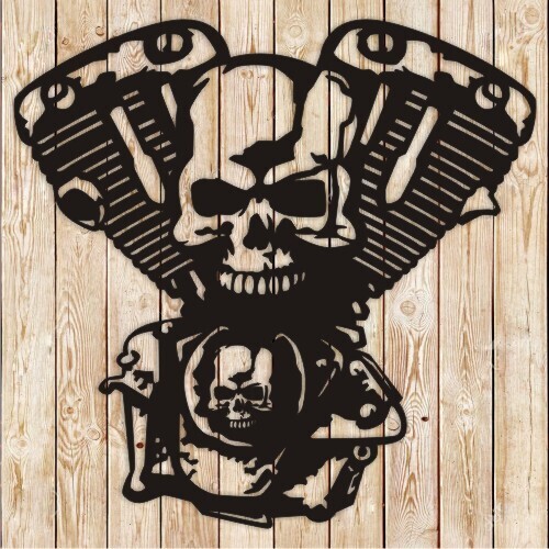 Motor Chain Skull vector cutting file