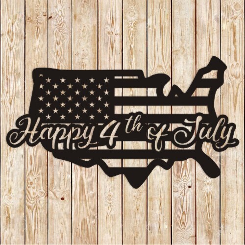 American flag map USA text