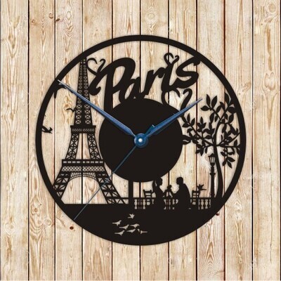 Eiffel Tower Couple Clock Vector Cutting File
