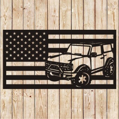 Two Doors Bronco American Flag Cutting File
