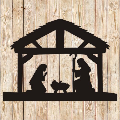 Nativity Manger Silhouette Vector Cutting File