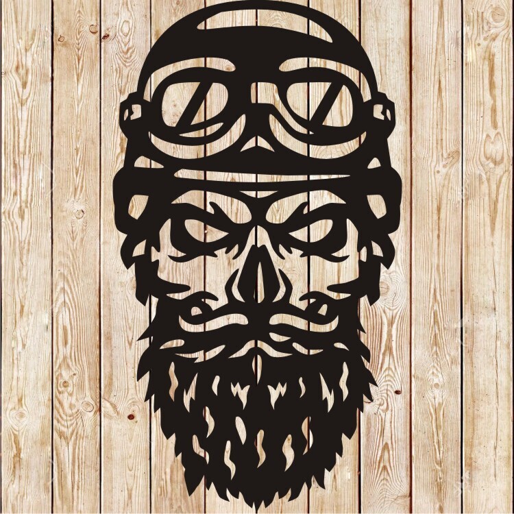 Bearded Skull Biker Helmet Vector Cutting File