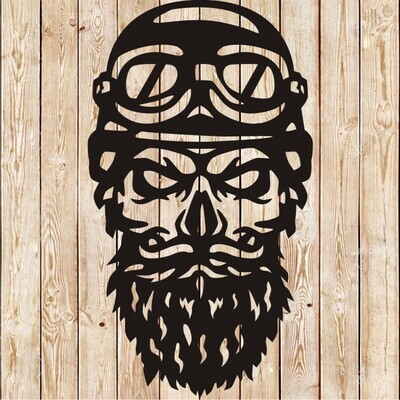 Bearded Skull Biker Helmet Vector Cutting File