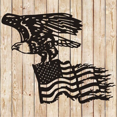 Eagle Tattered American Flag cutting file