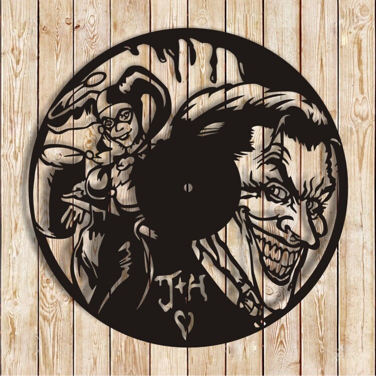 Joker and Harley Qui​nn Clock Vector Cutting File