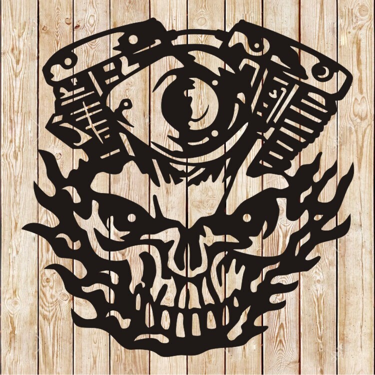 Engine Harley Davidson Skull vector cutting file