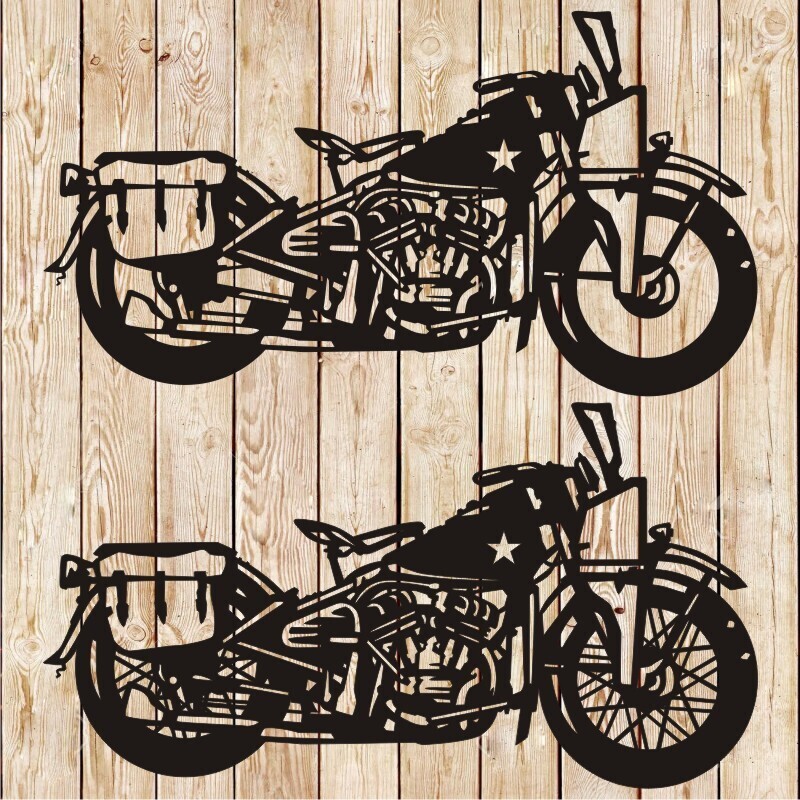 Harley Davidson WLA Bike Vector Cutting File