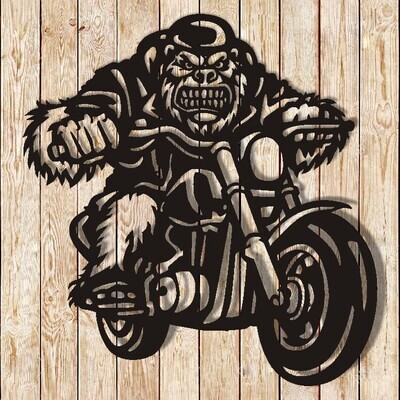 Gorilla Ape Monkey Biker Biker Cutting File
