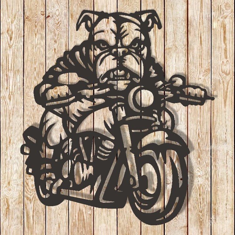 Bulldog Dog Biker Biker Cutting File