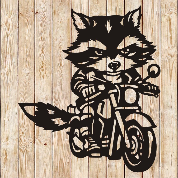 Racoon Biker Biker Cutting File