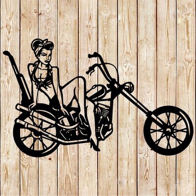 Rockabilly Biker Girl - Harley Davidson Sign Cutting File