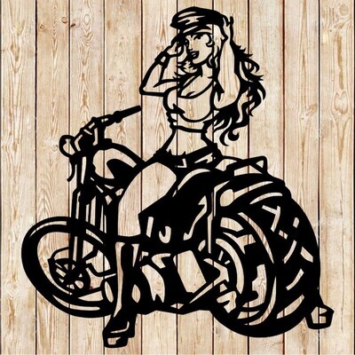 Biker Hot Girl with Hat- Harley Davidson Sign Cutting File