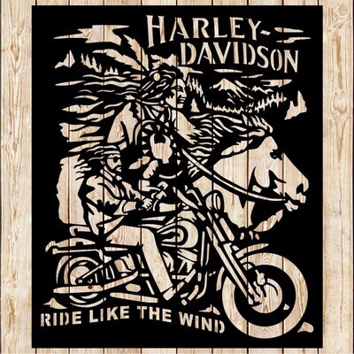 Harley Davidson Indian Rider - Ride Like the Wind Sign Cutting File