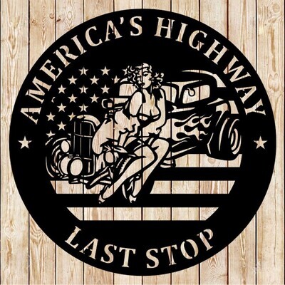 Hot Rod Girl Highway Sign Cutting File
