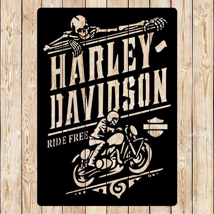 Harley Davidson Skeleton - Ride Free Sign Cutting File