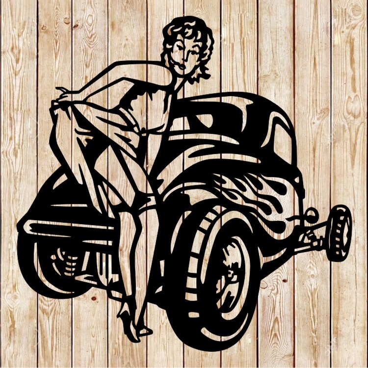 Hot Rod Girl - Dangerous Curves Sign Cutting File