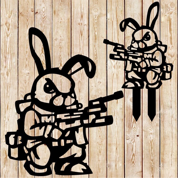 Easter bunny Soldier. Vector Cutting File