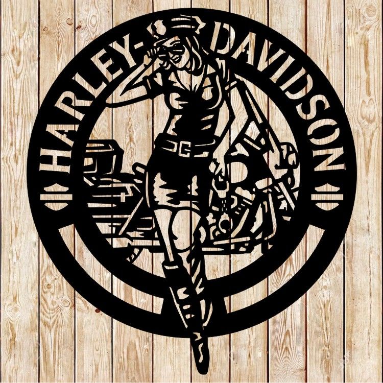 Hot Girl Cop - Harley Davidson Sign Cutting File