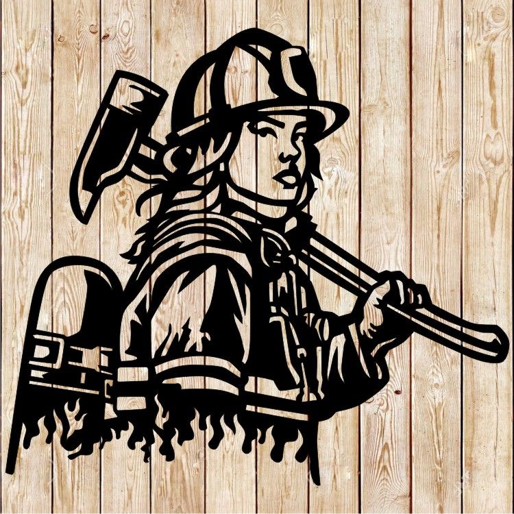 Firefighter woman - Firewoman cutting file