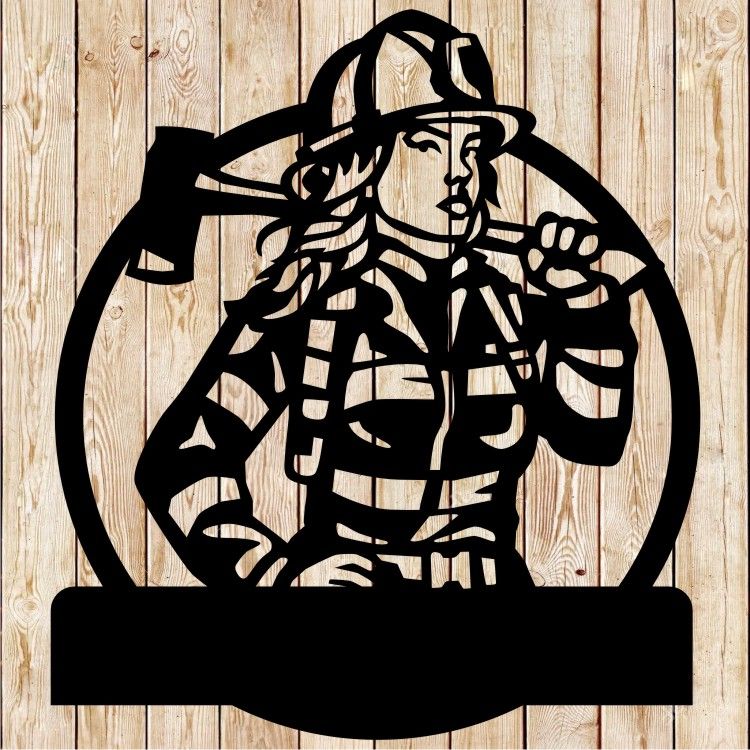 Firefighter woman circle - Firewoman cutting file