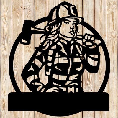 Firefighter woman circle - Firewoman cutting file