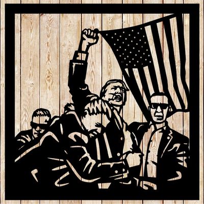 Bloodied, defiant Trump with raised fist 2024 sign cutting file