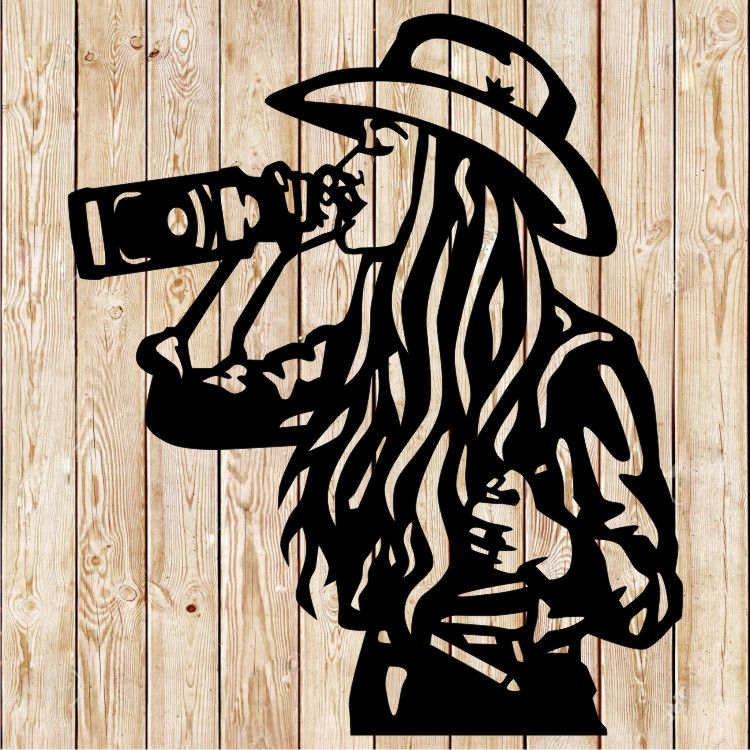 Whiskey - Whisky Girl. Cowgirl drinking. Cutting file