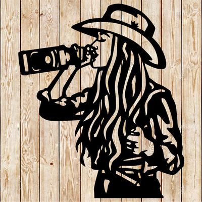 Whiskey - Whisky Girl. Cowgirl drinking. Cutting file