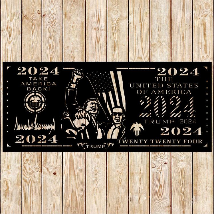 Trump Fist 2024 Dollar Bill sign cutting file