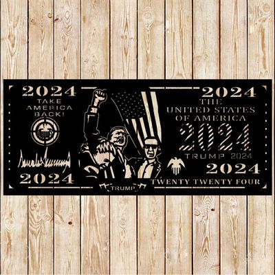 Trump Fist 2024 Dollar Bill sign cutting file
