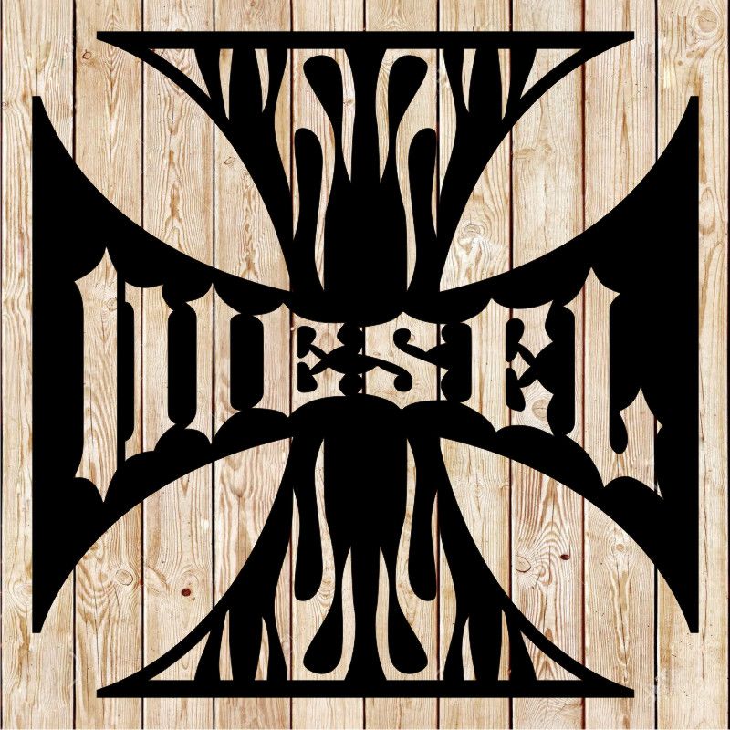 Diesel Cross with Flames Cutting File