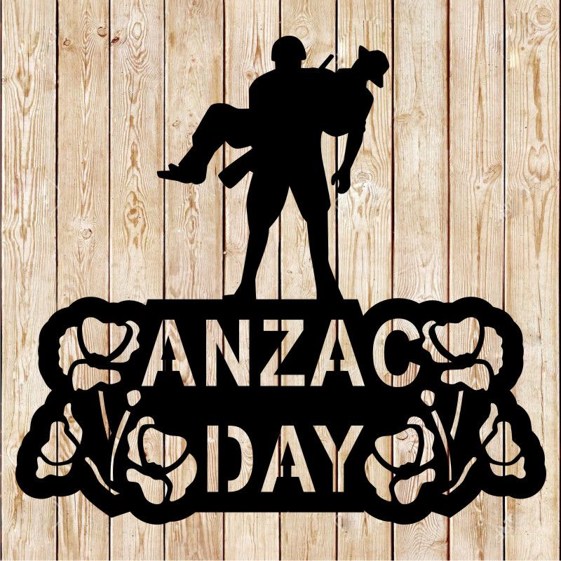ANZAC Day Art - Soldier Holding Partner Sign Vector Cutting File