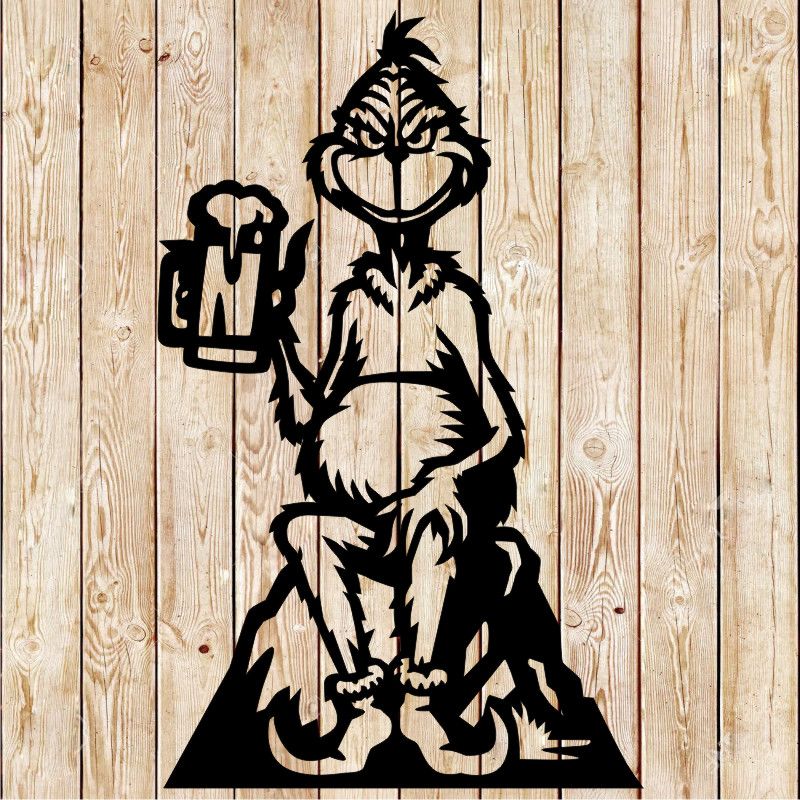 Grinch Drinking Beer Vector Cutting File