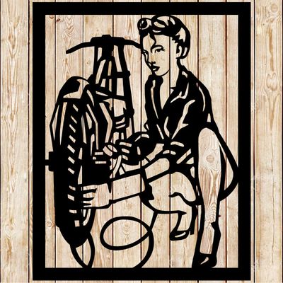 Bike Mechanic Girl Sign Cutting File