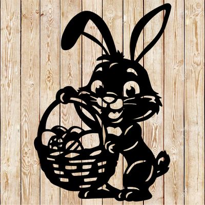 Easter Bunny Happy. Vector Cutting File